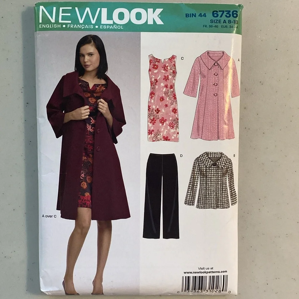 NewLook sewing patterns, Asian style, caftans, coat, dress, set of 4